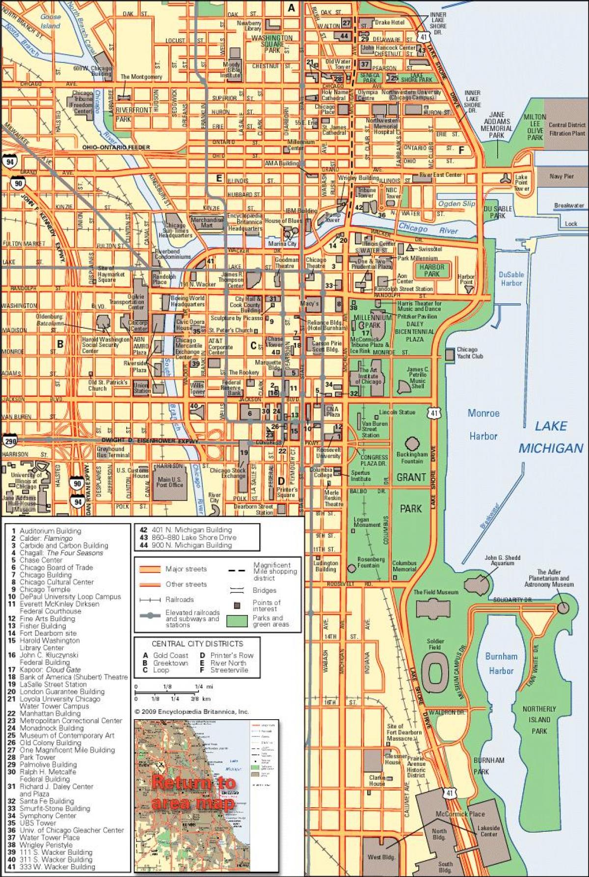 Čikagos miesto centro žemėlapis