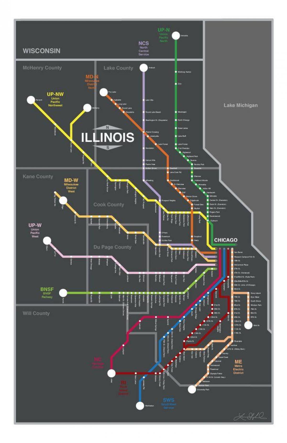 metra Čikagos žemėlapyje