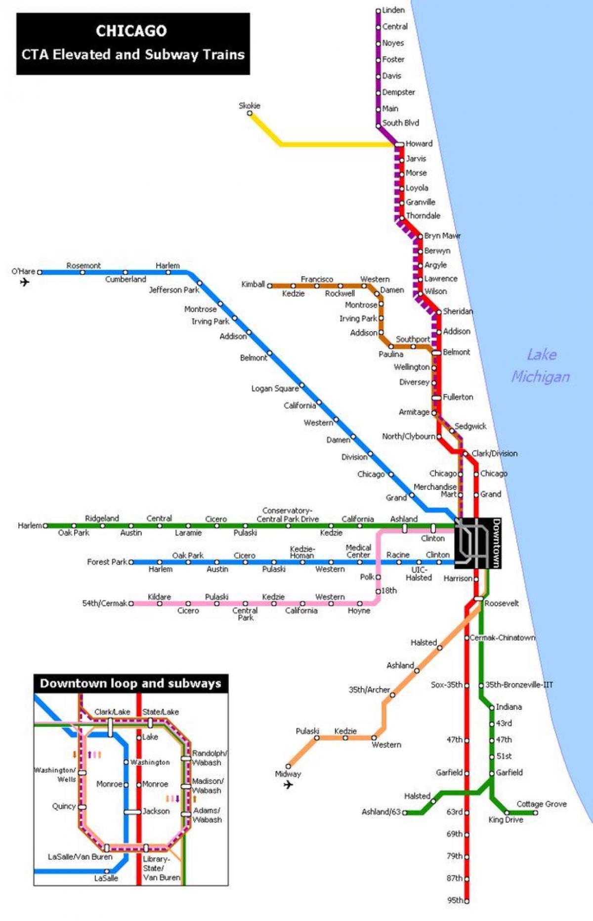 Čikagos metro stotis map