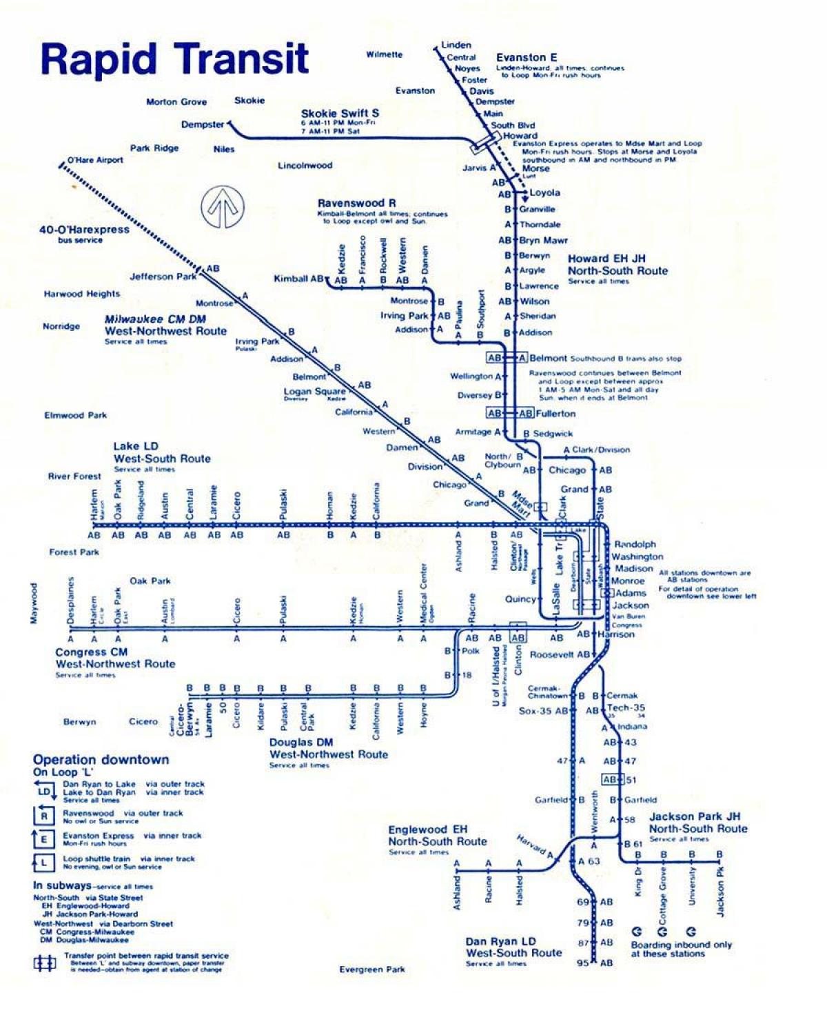 žemėlapyje mėlyna linija Chicago