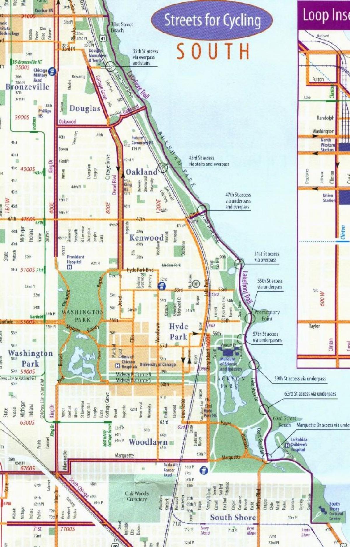 Čikagos dviračių eismo juostų žemėlapis
