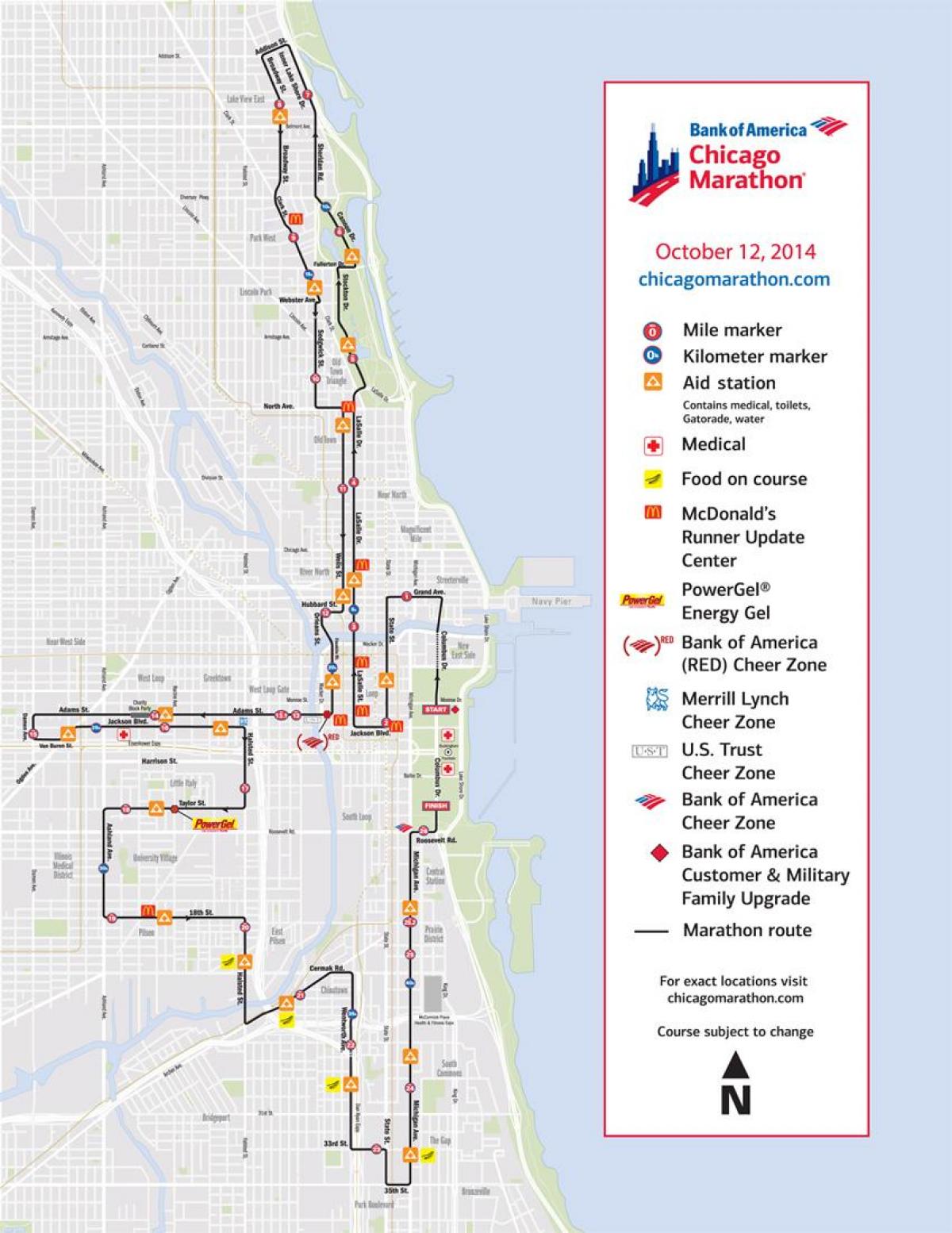 Čikagos maratono lenktynes žemėlapyje