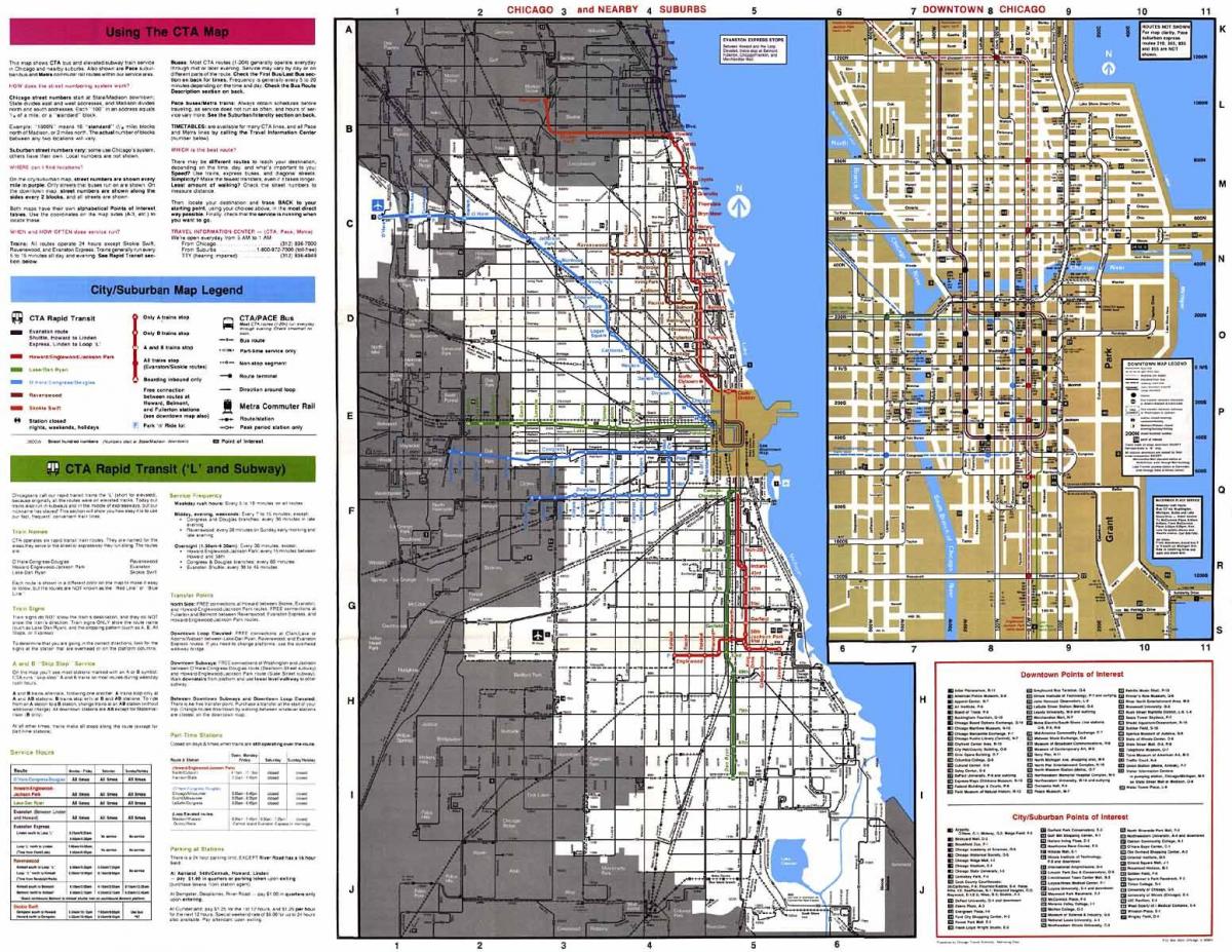 autobusų maršrutų Čikagos žemėlapyje
