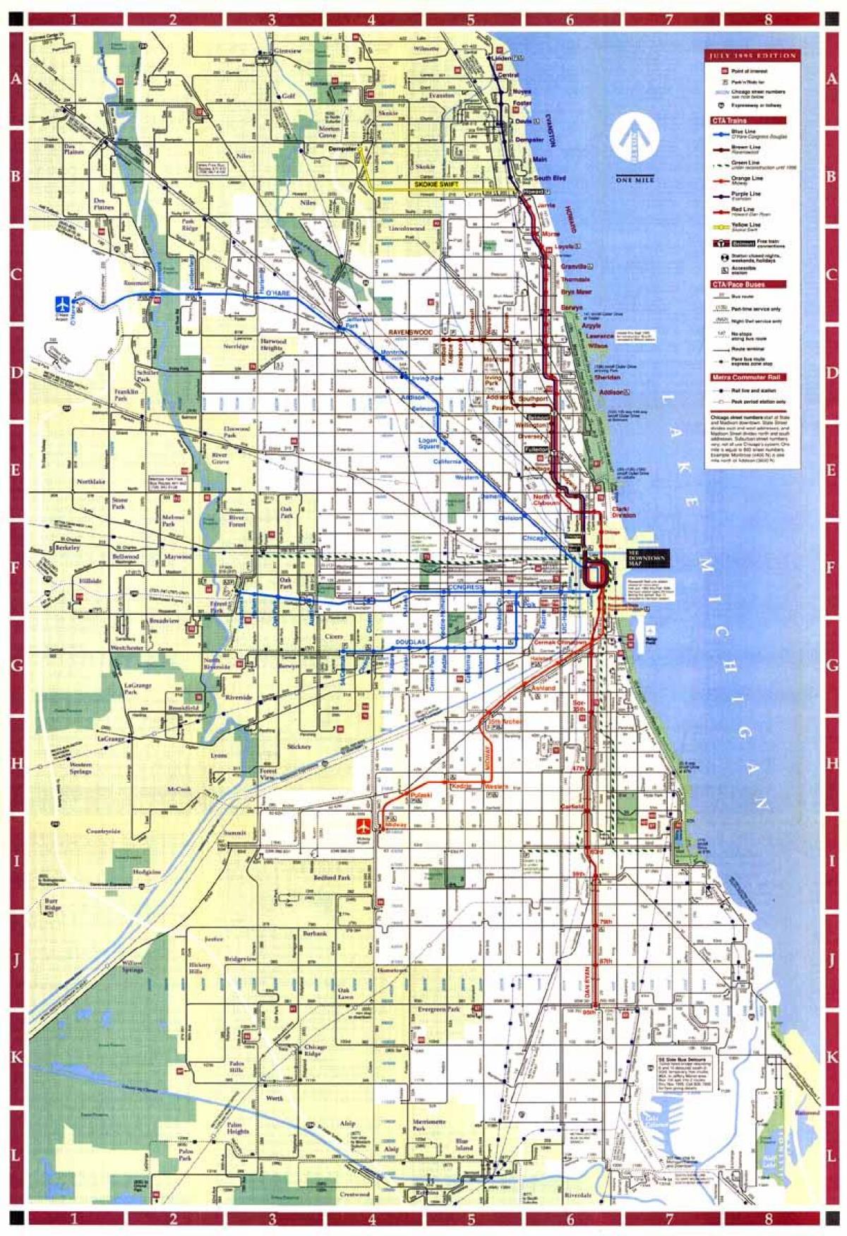 žemėlapis Čikagos miesto ribų