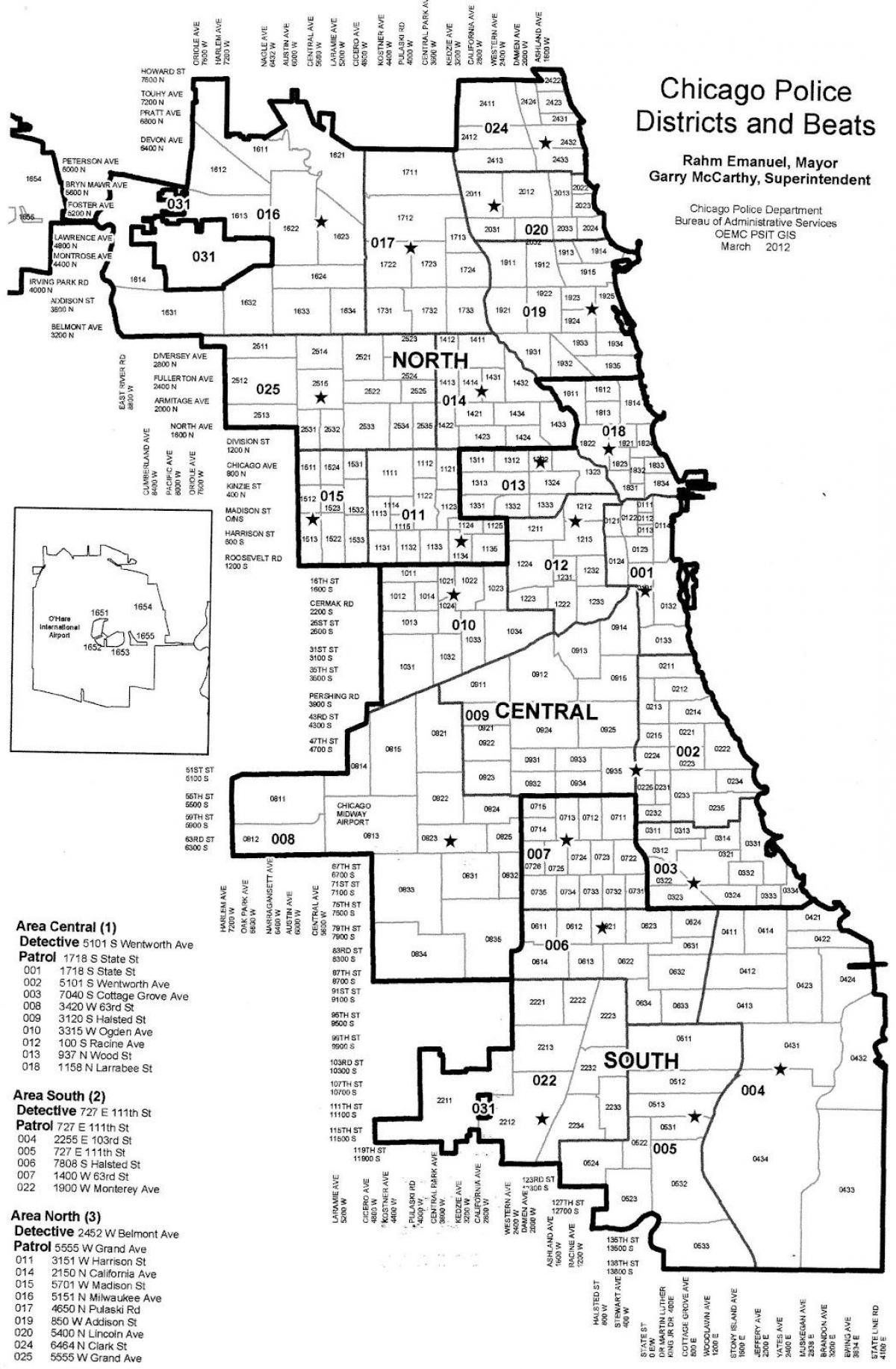 policijos rajonų žemėlapis, Chicago