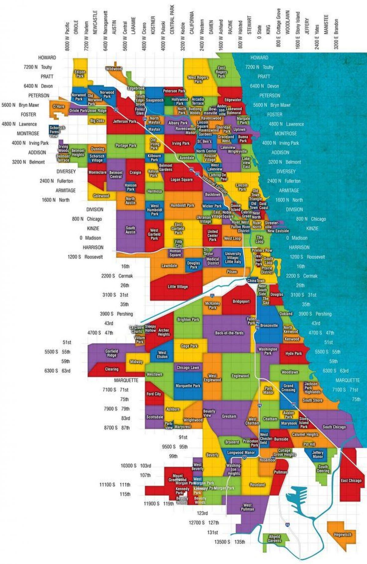 Čikagos priemiestyje žemėlapyje