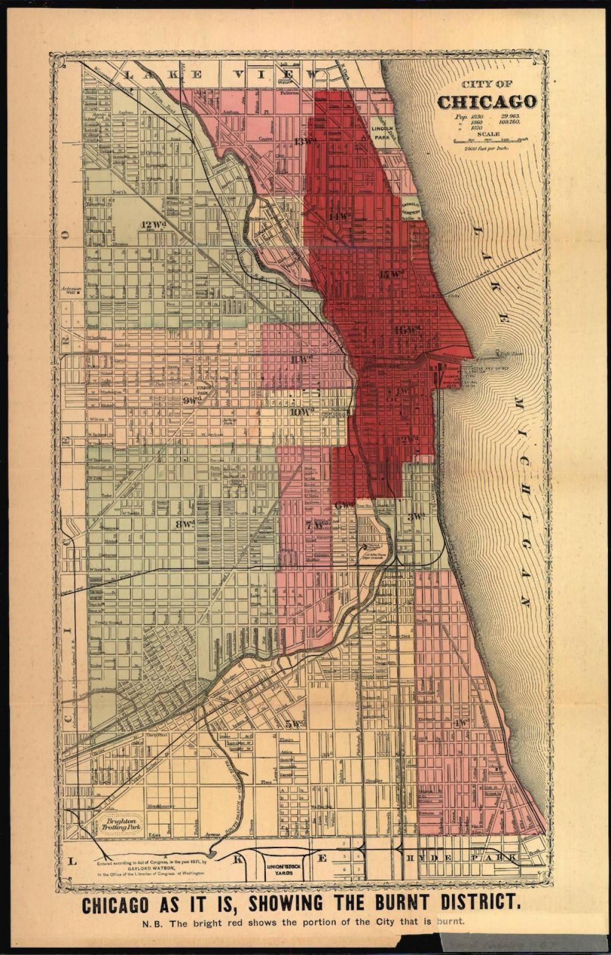 žemėlapis great Chicago fire