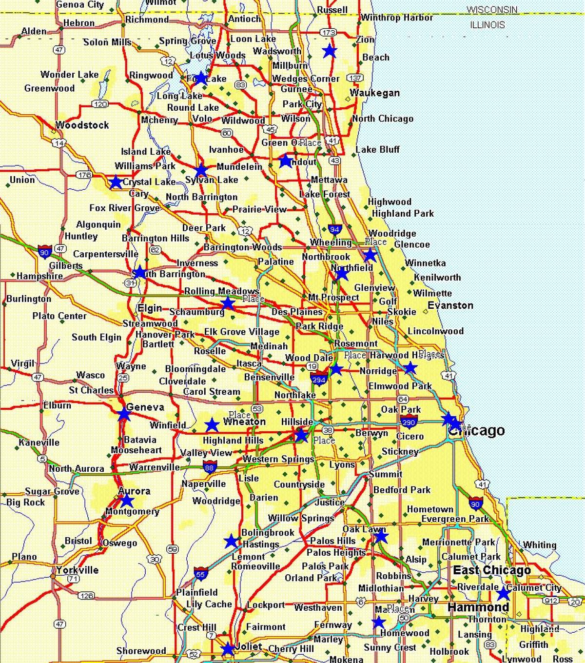 miesto žemėlapis, Chicago