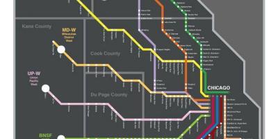 Metra traukinių žemėlapis, Chicago