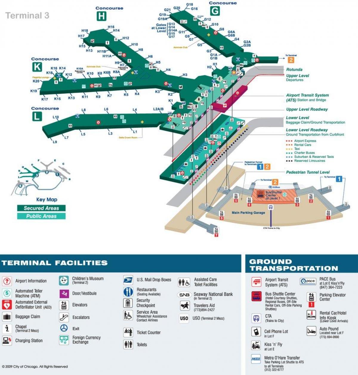 O Hare tarptautinis oro uostas map