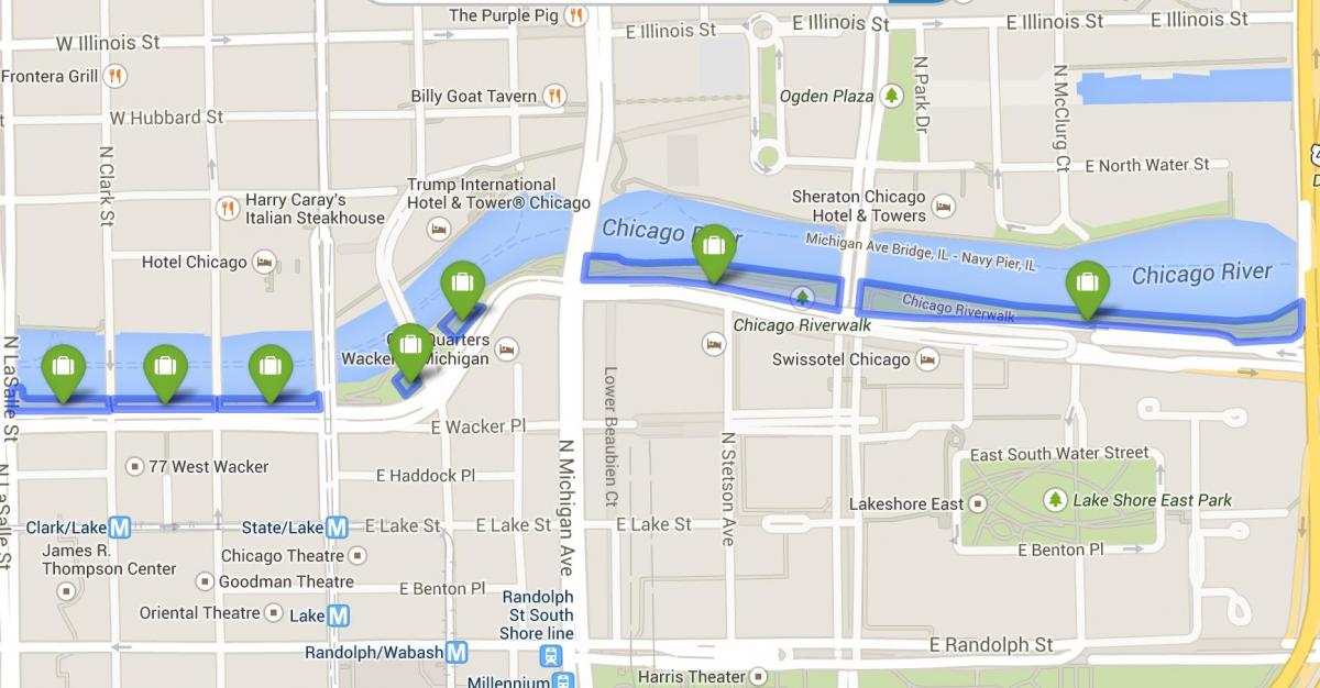 žemėlapis riverwalk Chicago
