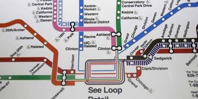 Čikagos metro žemėlapį, mėlyna linija