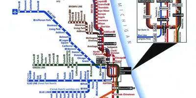 Čikagos metro linijos žemėlapis