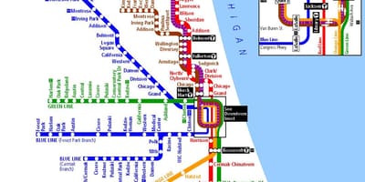 Metro Čikagoje žemėlapyje