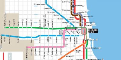 Žemėlapis Čikagos mėlyna linija
